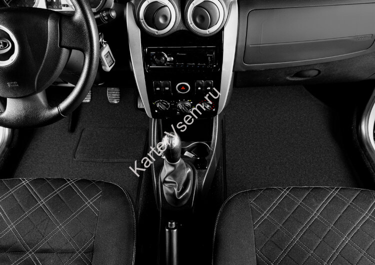 Коврики текстильные в салон автомобиля AutoFlex Business для Lada Largus универсал (5 мест) 2012-2021 2021-н.в., графит, с крепежом, 5 частей, 5600301