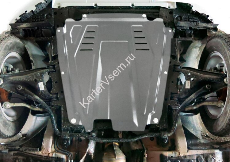 Защита картера и КПП Rival для Renault Sandero I 2009-2014, штампованная, алюминий 3 мм, с крепежом, 333.6027.1