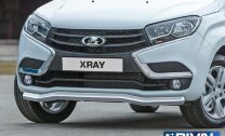 Защита переднего бампера d57 волна + комплект крепежа, RIVAL, Lada X-Ray 2015-