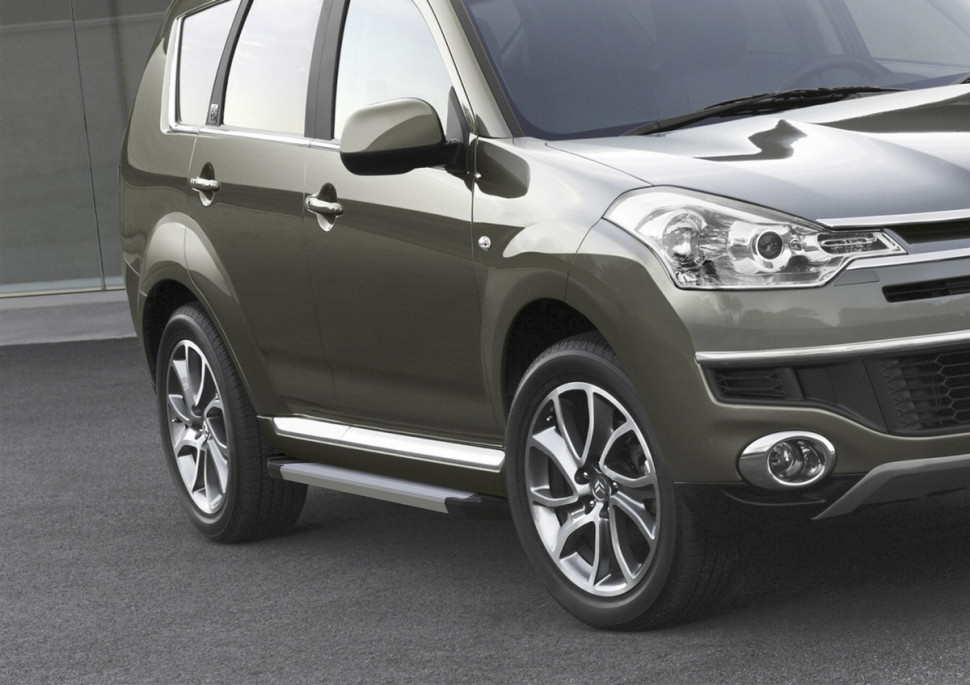 Пороги площадки (подножки) "Silver" Rival для Citroen C4 Aircross 2012-2016, 173 см, 2 шт., алюминий, F173AL.4005.1 с доставкой по всей России