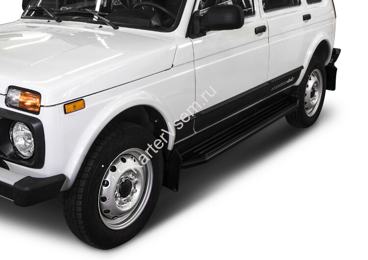Пороги на автомобиль "Premium-Black" Rival для ВАЗ 2131 (4x4) 5-дв. (вкл. Urban) 1993-2019 2019-н.в., 180 см, 2 шт., алюминий, A180ALB.6004.1