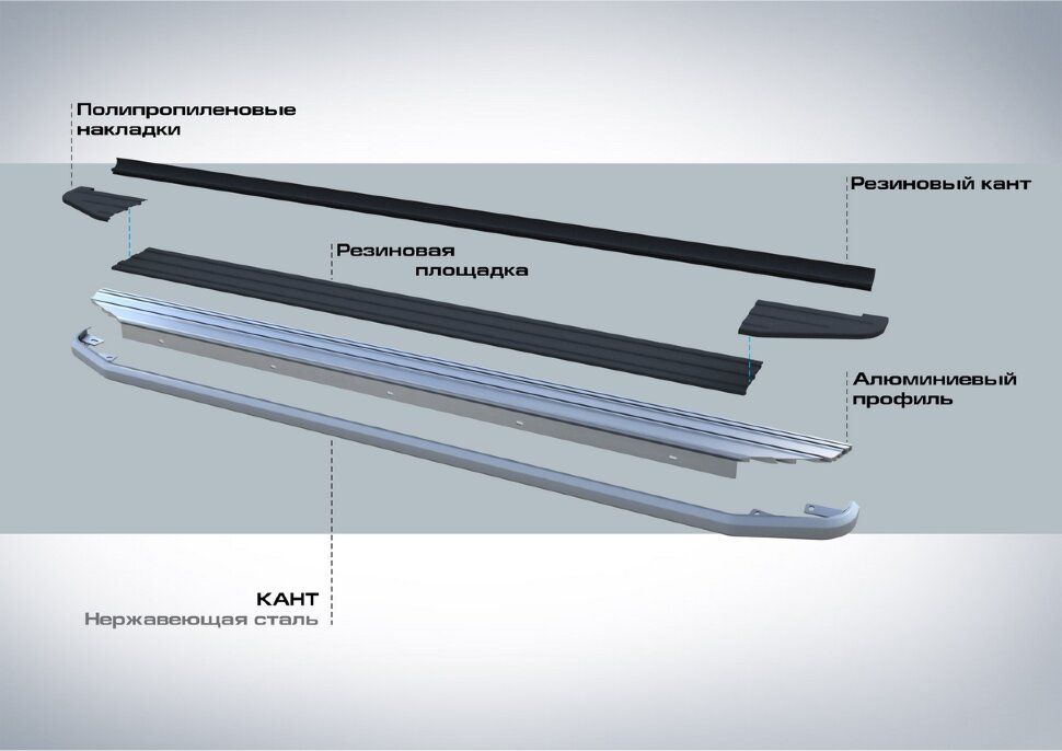 Пороги площадки (подножки) "Premium" Rival для Mitsubishi ASX 2010-2019, 173 см, 2 шт., алюминий, A173ALP.4005.1 гарантия