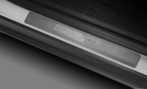 Накладки на пороги AutoMax для Chevrolet Equinox III поколение 2017-н.в., нерж. сталь, с надписью, 4 шт., AMCHEQU01