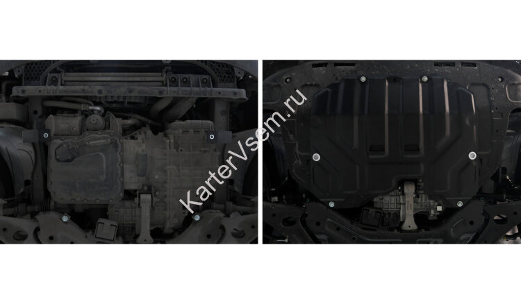 Защита картера и КПП AutoMax для Kia Sportage III 2010-2016, сталь 1.4 мм, с крепежом, штампованная, AM.2352.1