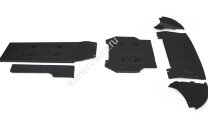 Защита радиатора, картера и КПП Rival (черная) для Genesis GV70 2021-н.в., алюминий 3 мм, с крепежом, штампованная, 6 частей,  K333.2397.1