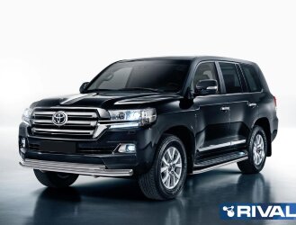 Защита переднего бампера d76+d57 + комплект крепежа, RIVAL, Toyota Land Cruiser 200 2015-