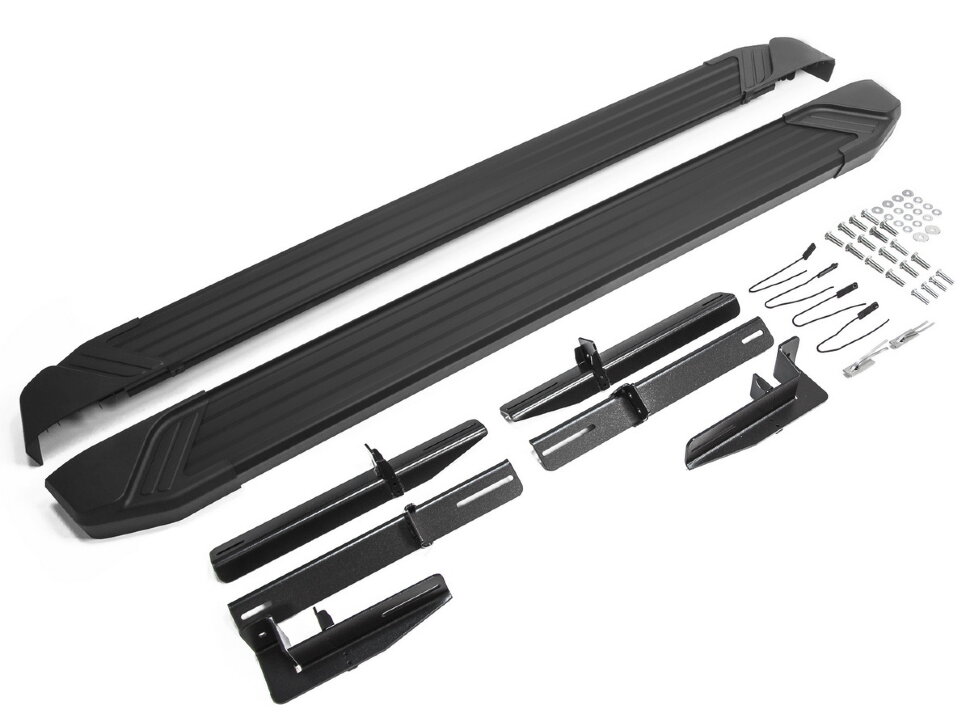 Пороги площадки (подножки) "Black" Rival для Citroen C4 Aircross 2012-2016, 173 см, 2 шт., алюминий, F173ALB.4005.1 высокого качества