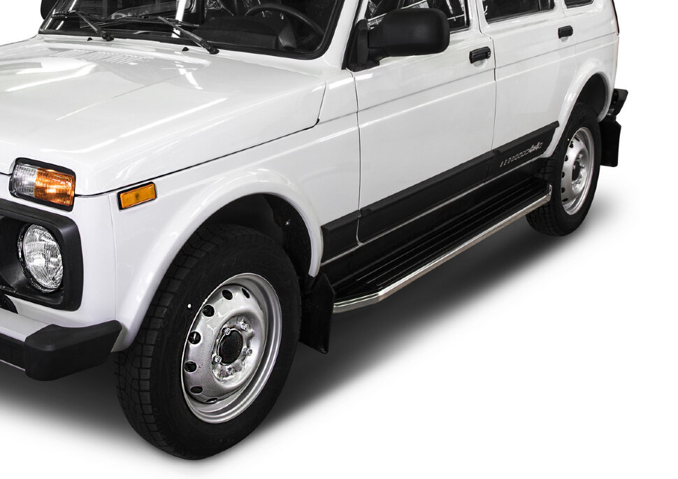 Пороги площадки (подножки) "Premium" Rival для ВАЗ 2131 (4x4) 5-дв. (вкл. Urban) 1993-2019 2019-н.в., 180 см, 2 шт., алюминий, A180ALP.6004.1 с доставкой по всей России