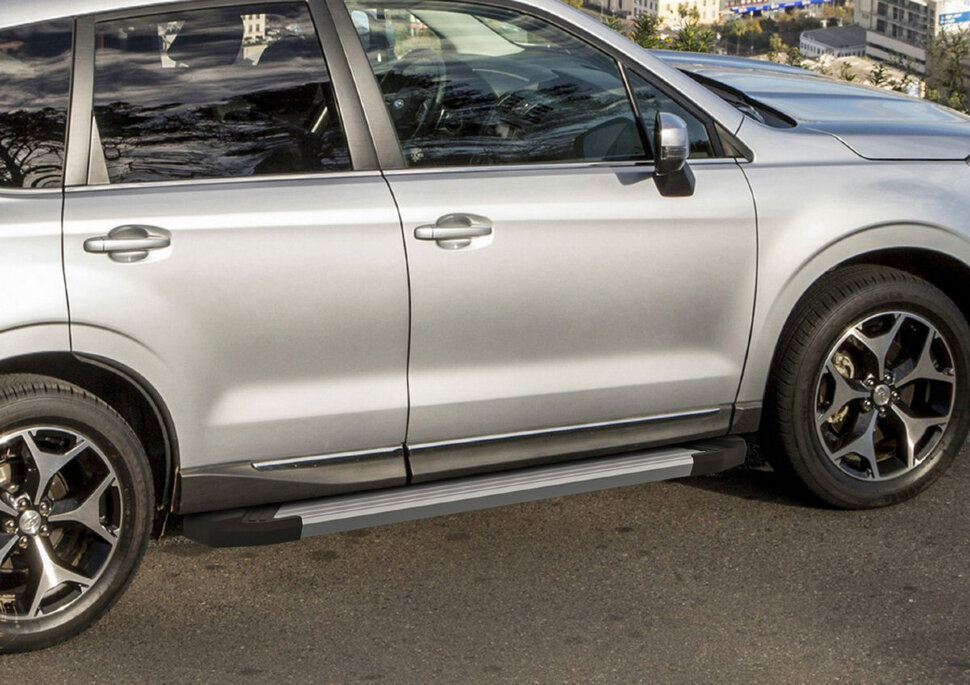 Пороги площадки (подножки) "Silver" Rival для Subaru Forester IV 2012-2018, 173 см, 2 шт., алюминий, F173AL.5401.1 с доставкой по всей России