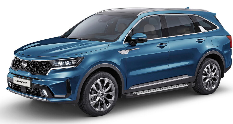 Пороги площадки (подножки) "Bmw-Style круг" Rival для Kia Sorento IV 2020-н.в., 180 см, 2 шт., алюминий, D180AL.2806.1 купить недорого