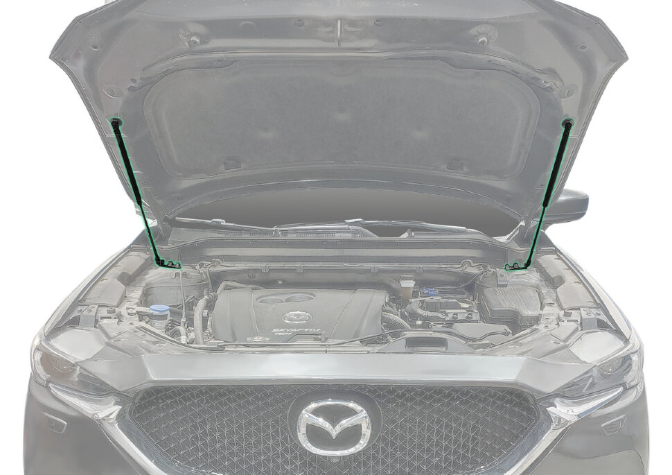 Газовые упоры капота Pneumatic для Mazda CX-5 II 2017-н.в., 2 шт., KU-MZ-CX05-02