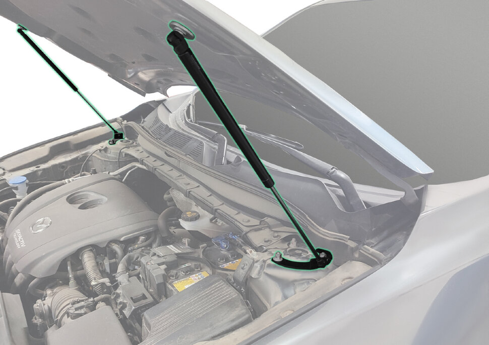 Газовые упоры капота Pneumatic для Mazda CX-5 II 2017-н.в., 2 шт., KU-MZ-CX05-02