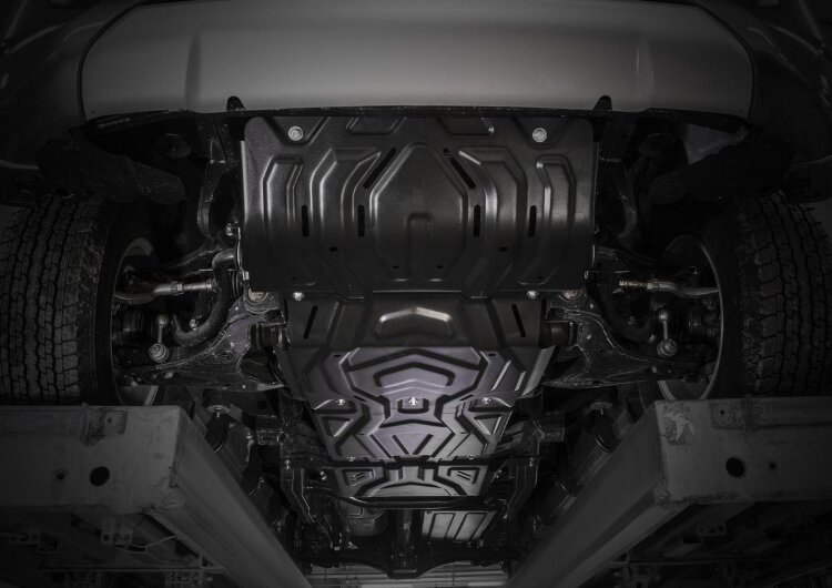 Защита радиатора, картера, КПП и РК Rival для Mitsubishi Pajero Sport III 2016-2021 2021-н.в., сталь 1.8 мм, 4 части, с крепежом, штампованная, K111.4046.3
