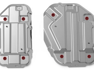 Защита топливного бака АвтоБроня для Lexus NX 250 2021-н.в., алюминий 3 мм, с крепежом, штампованная, 2 части 333.09535.1