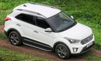 Пороги на автомобиль "Premium" Rival для Hyundai Creta I 2016-2021, 173 см, 2 шт., алюминий, A173ALP.2310.1