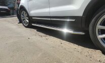 Пороги площадки (подножки) "Premium" Rival для Hyundai Creta I 2016-2021, 173 см, 2 шт., алюминий, A173ALP.2310.1 с возможностью установки