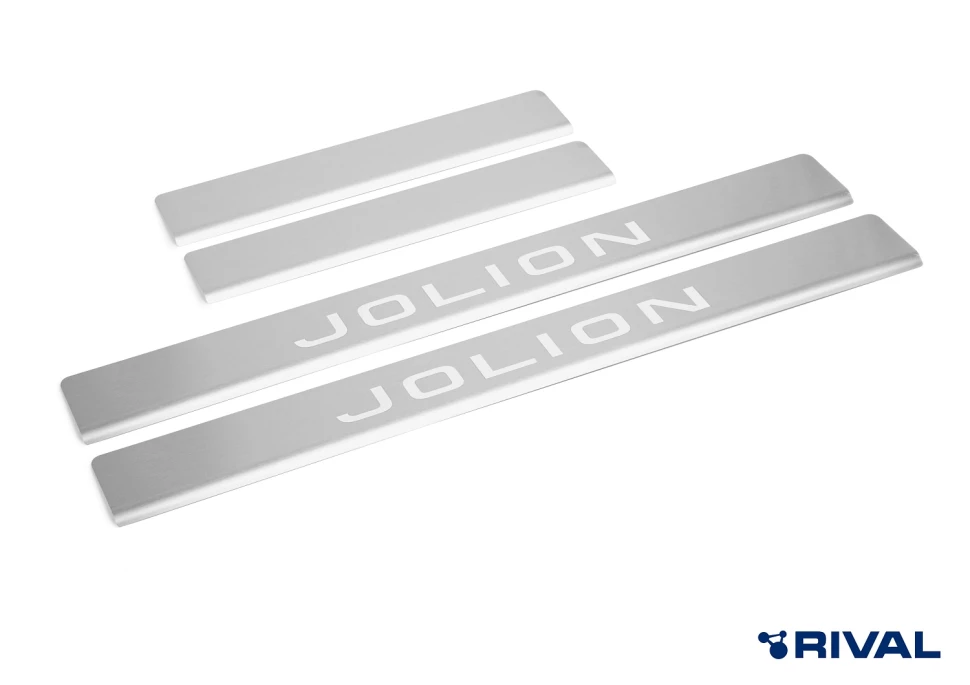 Накладки на пороги Rival для Haval Jolion 2021-н.в., нерж. сталь, с надписью, 4 шт., NP.9403.3