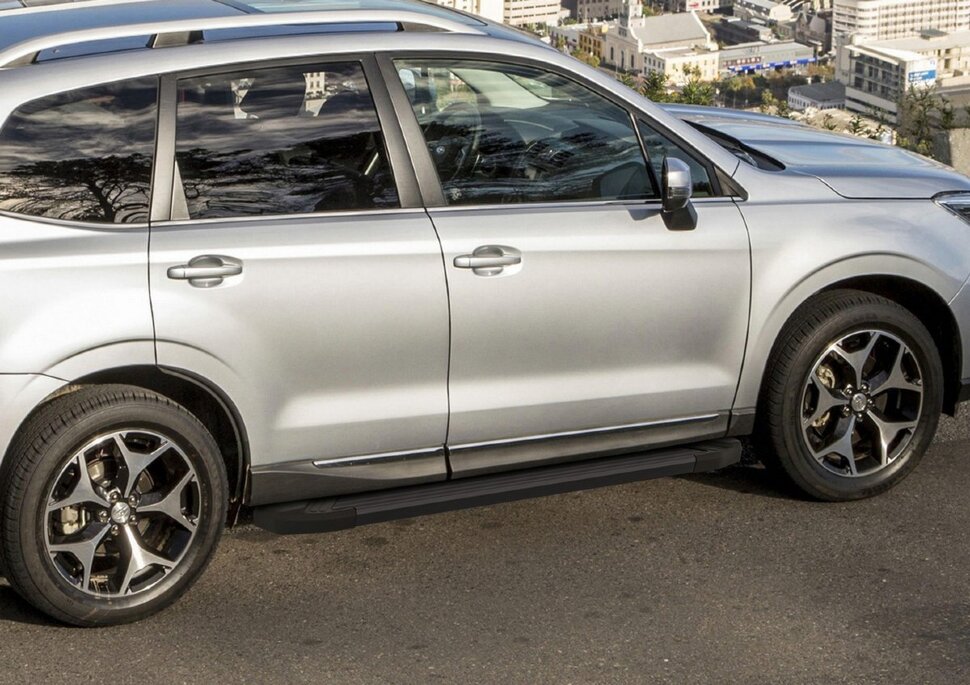 Пороги площадки (подножки) "Black" Rival для Subaru Forester IV 2012-2018, 173 см, 2 шт., алюминий, F173ALB.5401.1 с доставкой по всей России