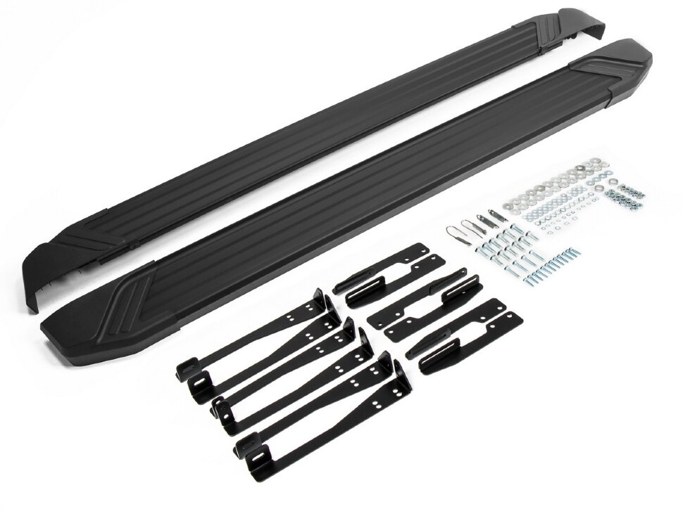 Пороги площадки (подножки) "Black" Rival для Subaru Forester IV 2012-2018, 173 см, 2 шт., алюминий, F173ALB.5401.1 высокого качества