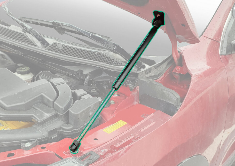 Газовые упоры капота Pneumatic для Nissan Qashqai II 2014-2019 2019-н.в., 2 шт., KU-NI-QK02-00