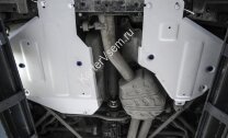 Защита топливного бака Rival для Audi Q7 II рестайлинг (45 quattro tiptronic) 2020-н.в., штампованная, алюминий 4 мм, с крепежом, 2 части, 333.0352.1