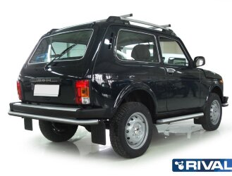 Защита заднего бампера d57 + комплект крепежа, RIVAL, Lada 4х4 1995-, 3D