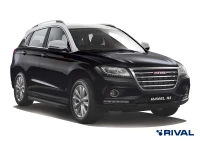 Пороги на автомобиль (подножки) "Premium-Black" Rival для Haval H2 2014-2020, 173 см, 2 шт., алюминий, A173ALB.9401.1