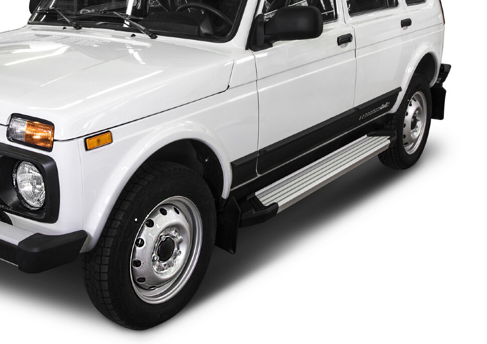 Пороги площадки (подножки) "Silver" Rival для ВАЗ 2131 (4x4) 5-дв. (вкл. Urban) 1993-2019 2019-н.в., 180 см, 2 шт., алюминий, F180AL.6004.1 с доставкой по всей России