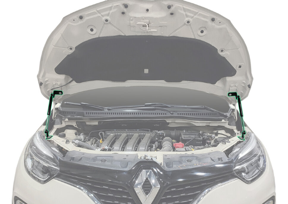 Газовые упоры капота Pneumatic для Renault Kaptur 2016-2020 2020-н.в., 2 шт., KU-RE-KP00-00