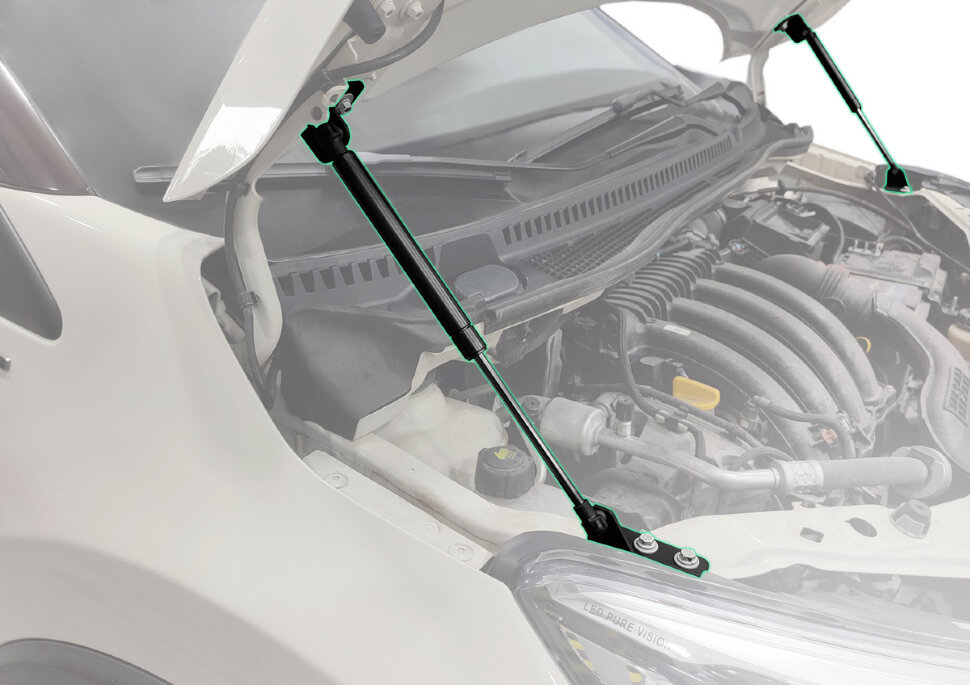 Газовые упоры капота Pneumatic для Renault Kaptur 2016-2020 2020-н.в., 2 шт., KU-RE-KP00-00