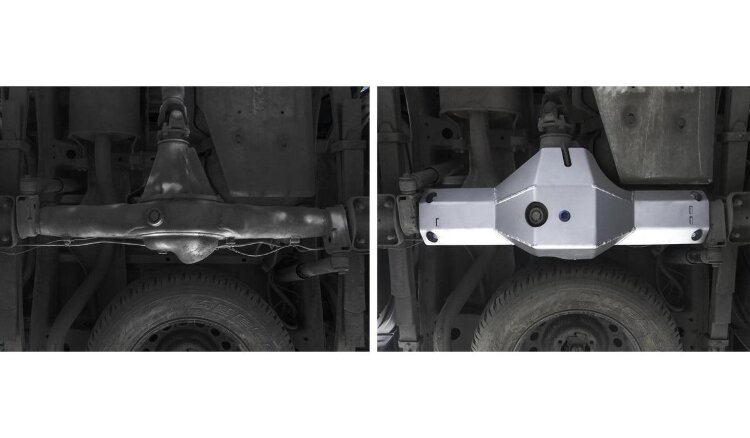 Защита дифференциала заднего моста Rival для Toyota Hilux VIII рестайлинг 4WD 2018-2020 2020-н.в., алюминий 6 мм, с крепежом, 2333.9527.1.6