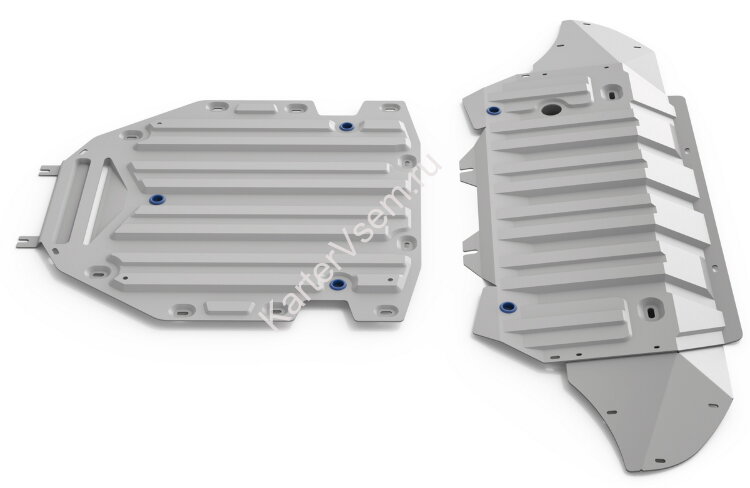 Защита картера и КПП Rival для Audi Q7 II рестайлинг (45 quattro tiptronic) 2020-н.в., штампованная, алюминий 3 мм, с крепежом, 2 части, K333.0350.1