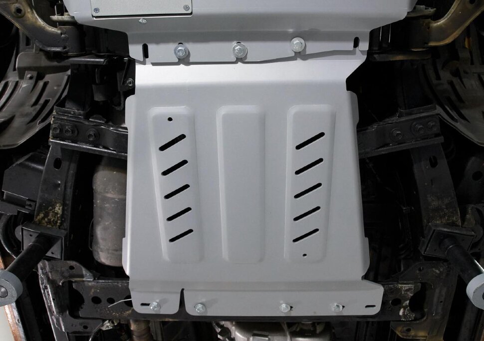Защита КПП Rival для Nissan Pathfinder R51 4WD 2004-2010 (устанавл-ся совместно с 2333.4165.2.6), штампованная, алюминий 6 мм, с крепежом, 2333.4166.2.6