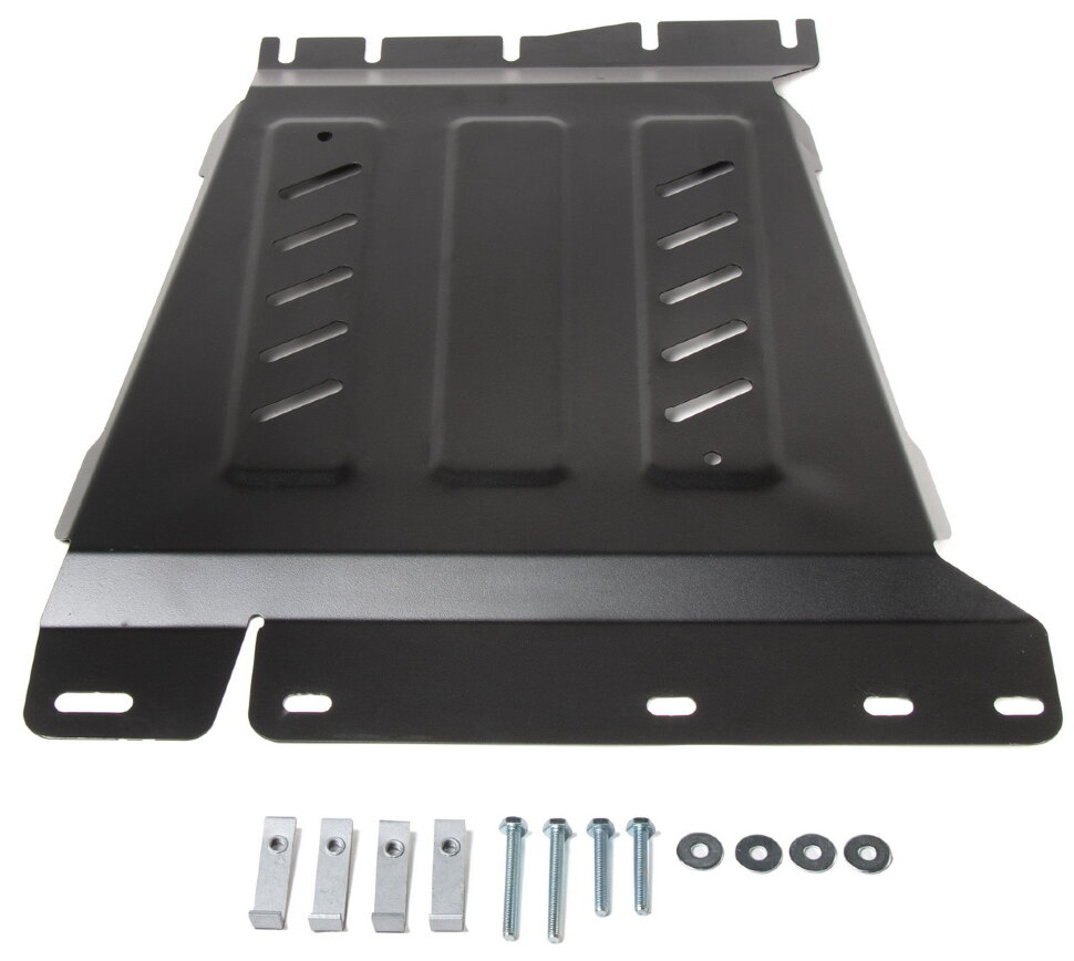 Защита КПП Rival для Nissan Navara D40 2004-2010 (устанавл-ся совместно с 2111.4165.2.3), сталь 3 мм, с крепежом, штампованная, 2111.4166.2.3