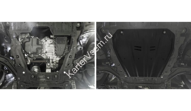 Защита картера и КПП АвтоБроня для Renault Koleos I, II 2008-2020, штампованная, сталь 1.5 мм, с крепежом, 111.04158.1