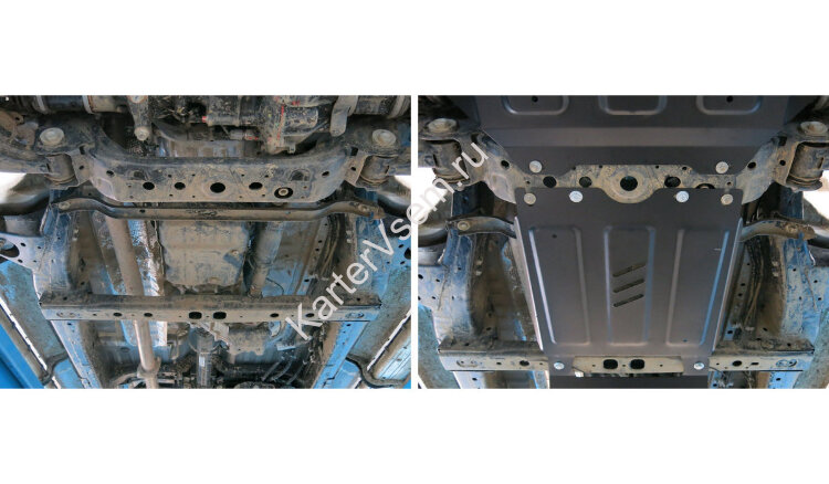 Защита КПП АвтоБроня для Toyota Hilux VIII 4WD 2015-2018 (устанавл-ся совместно с 1.09502.1), штампованная, сталь 1.8 мм, с крепежом, 111.09503.1