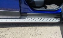 Пороги на автомобиль "Bmw-Style круг" Rival для Hyundai Creta I 2016-2021, 173 см, 2 шт., алюминий, D173AL.2310.1