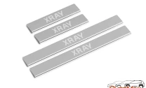 Накладки на пороги AutoMax для Lada Xray Cross 2018-н.в., нерж. сталь, с надписью, 4 шт., AMLAXRA01