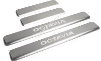 Накладки на пороги Rival для Skoda Octavia A7 2013-2019, нерж. сталь, с надписью, 4 шт., NP.5105.3 купить недорого