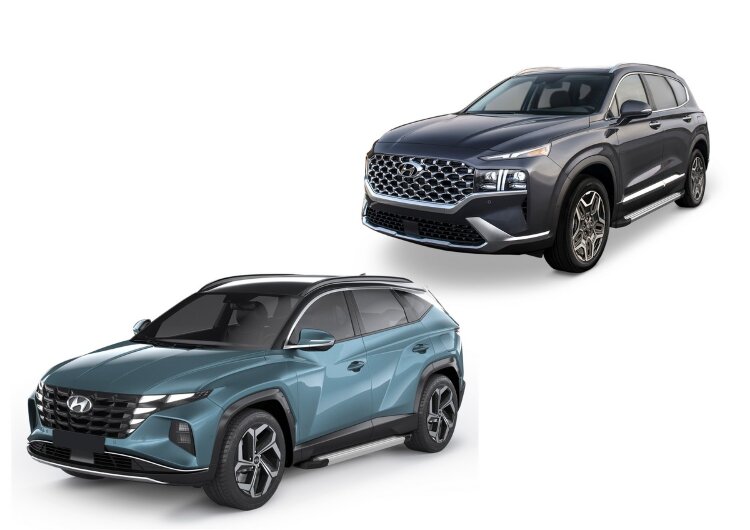 Пороги площадки (подножки) "Silver" Rival для Hyundai Tucson IV поколение 2021-н.в., 180 см, 2 шт., алюминий, F180AL.2313.2 с доставкой по всей России