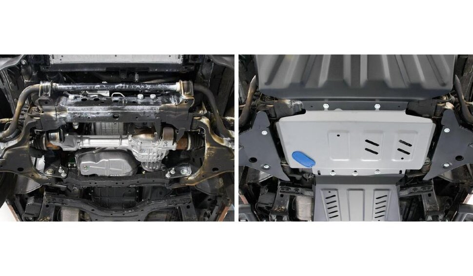 Защита картера Rival для Nissan Pathfinder R51 рестайлинг 2010-2014 (устанавл-ся совместно с 333.4164.2), штампованная, алюминий 4 мм, с крепежом, 333.4165.2