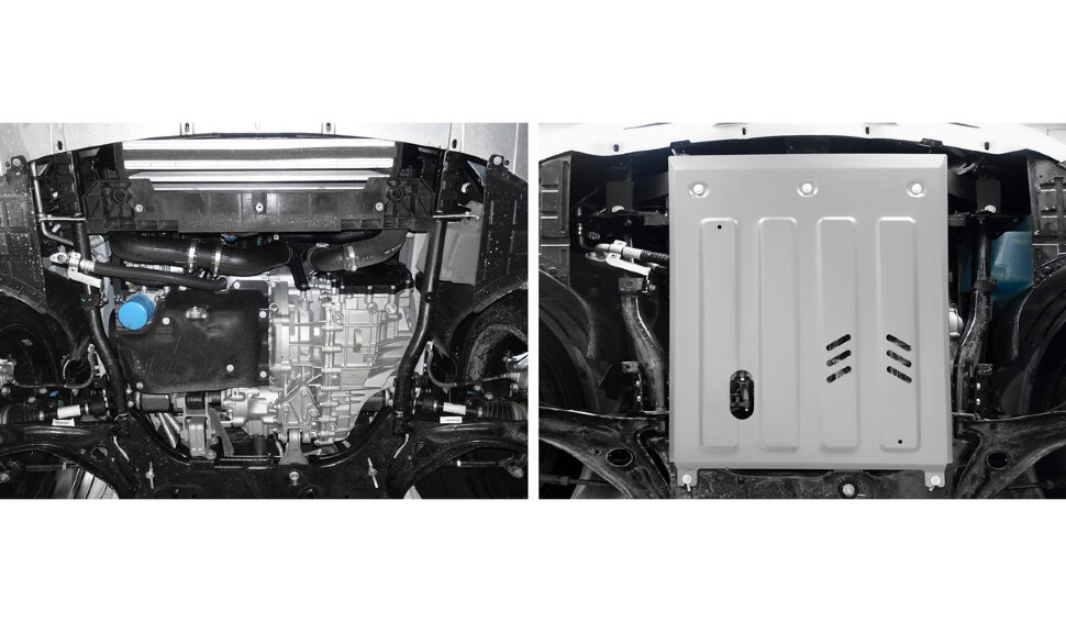 Защита картера и КПП Rival для Exeed TXL 2020-2021 2021-н.в., алюминий 3 мм, с крепежом, штампованная, 333.0927.1