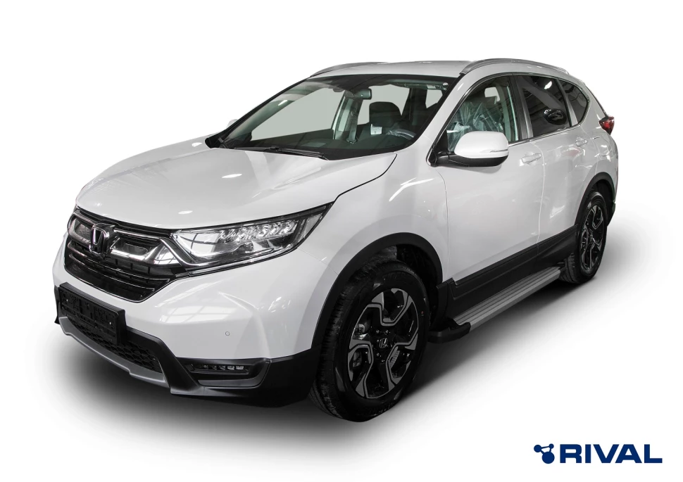 Пороги на автомобиль (подножки) "Silver" Rival для Honda CR-V V 2017-н.в., 173 см, 2 шт., алюминий, F173AL.2103.1