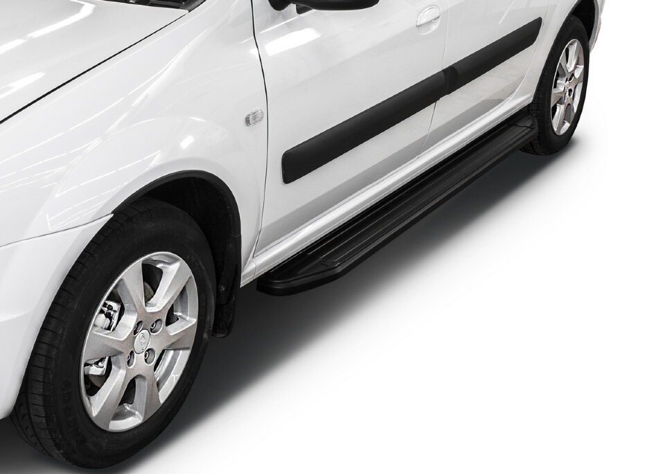 Пороги площадки (подножки) "Premium-Black" Rival для Lada Largus универсал 2012-2021, 193 см, 2 шт., алюминий, A193ALB.6001.2 с доставкой по всей России