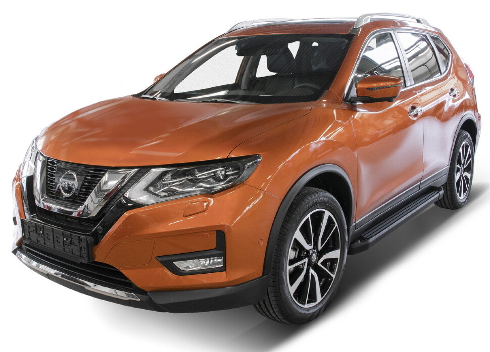 Пороги площадки (подножки) "Black" Rival для Nissan X-Trail T32 2015-2018 2018-н.в., 173 см, 2 шт., алюминий, F173ALB.4113.1 купить недорого