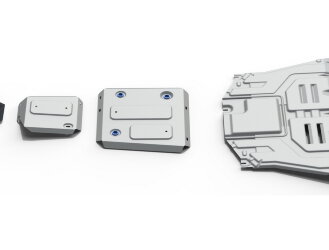 Защита картера, КПП, топливного бака и адсорбера Rival для Kia Seltos 4WD 2020-н.в., штампованная, алюминий 3 мм, с крепежом, 3 части, K333.2851.1