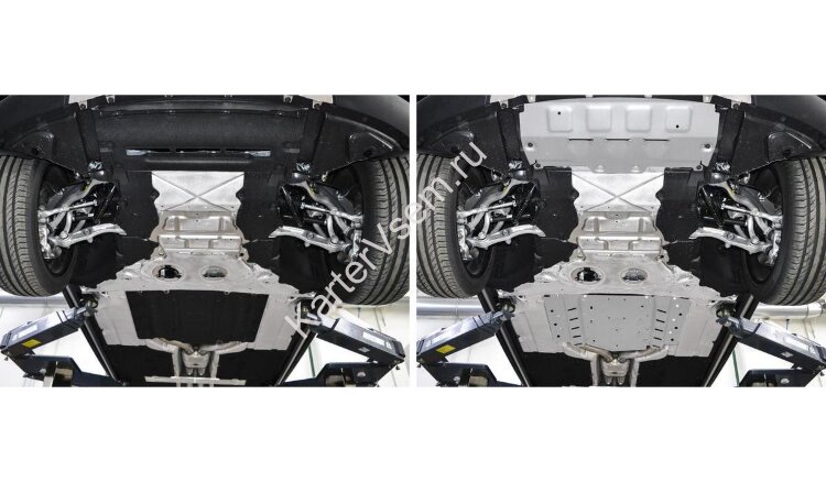 Защита радиатора, КПП и РК Rival для Rolls-Royce Cullinan 2018-н.в., штампованная, алюминий 4 мм, с крепежом, 4 части, K333.2501.1