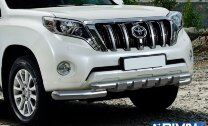 Защита переднего бампера d76+d57 с профильной защитой картера + комплект крепежа, RIVAL, Toyota Land Cruiser Prado 2009-2013-2017
