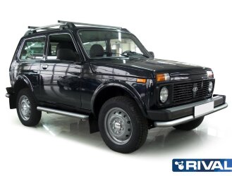 Защита переднего бампера d57 + комплект крепежа, RIVAL, Lada 4х4 1995-, 3D