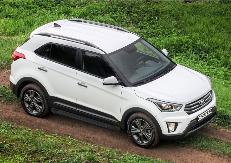 Пороги площадки (подножки) "Black" Rival для Hyundai Creta I 2016-2021, 173 см, 2 шт., алюминий, F173ALB.2310.1 купить недорого
